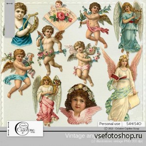 VIntage Angels Illustrations PNG Files