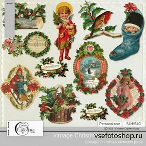 VIntage Christmas Illustrations 10 PNG Files