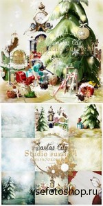 Scrap Kit - Santa's City  PNG and JPG Files