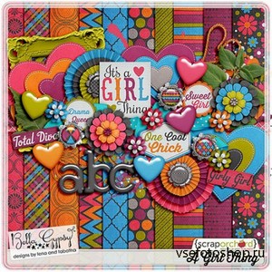 Scrap Set - A Girl Thing PNG and JPG Files