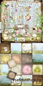 Scrap Set - Beauty Blossoms PNG and JPG Files