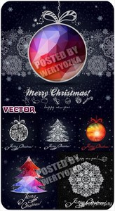 Рождественские векторные фоны с елочкой и снежинками