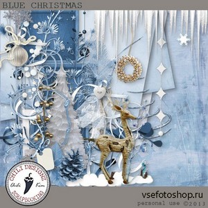 Scrap - Blue Christmas PNG and JPG Files