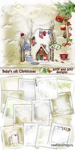 Scrap Set - Babys 1st Christmas PNG and JPG Files