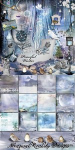 Scrap Kit - Peacceful Winter PNG and JPG Files