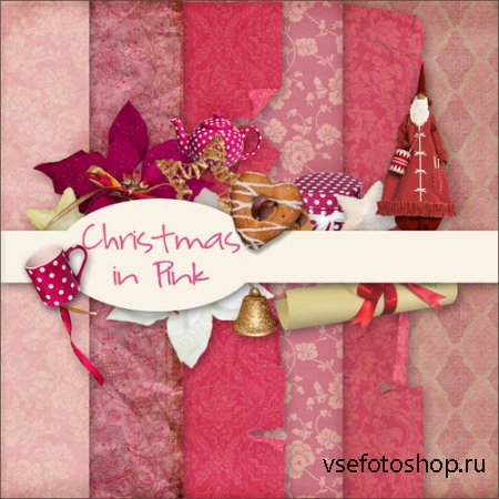 Scrap - Christmas in Pink Kit PNG and JPG Files