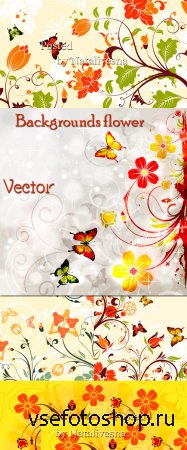 Цветочные фоны в Векторе с цветами 