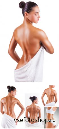 Девушка в полотенце, красивое женское тело - сток фото