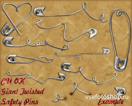 Giant Twisted Safety Pins PNG Files