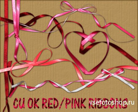 Red and Pink Ribbons PNG Files