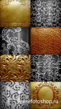 Collection of Gold and Silver Metallic Ornaments HQ Textures