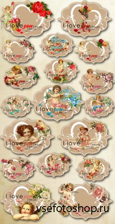 Valentines in Vintage Style PNG Files