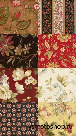 Collection Fabric Texture with Flowers and Ornaments