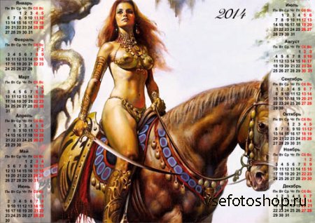 Календарь 2014 - Девушка-воин фэнтези