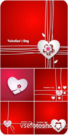 С днем святого Валентина, красные векторные фоны с сердечками