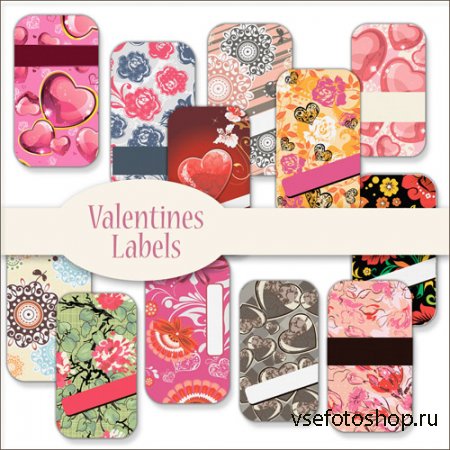 Valentines Labels PNG Files