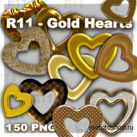 Gold Hearts PNG Files