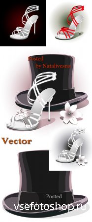 Свадебные туфли и шляпа в Векторе 