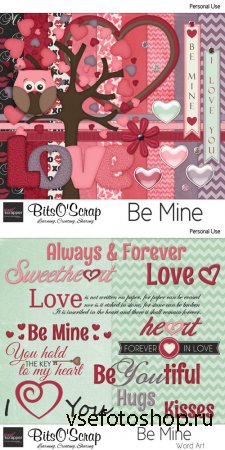 Be Mine Set and Wordart PNG and JPG Files