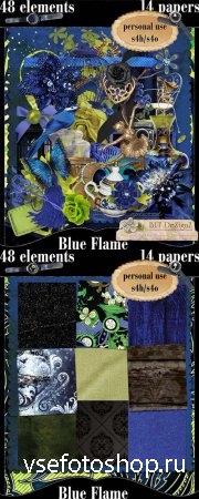 Scrap - Blue Flame PNG and JPG Files
