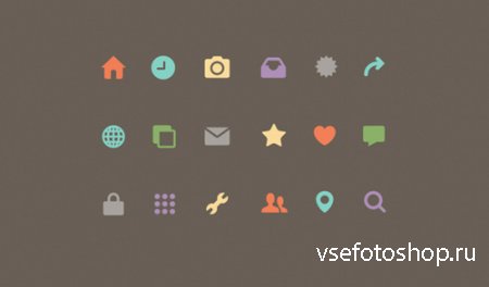 Small Colorful Mixed Flat Icons Set