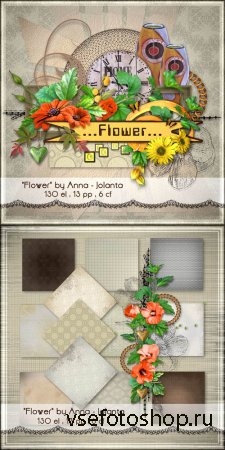 Scrap - Flower Kit JPG and PNG Files