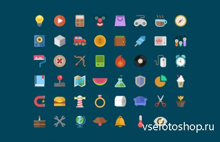 Creative Cartoon Style Flat Icons Set