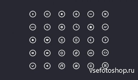 Simple Circle Outline Icons Set