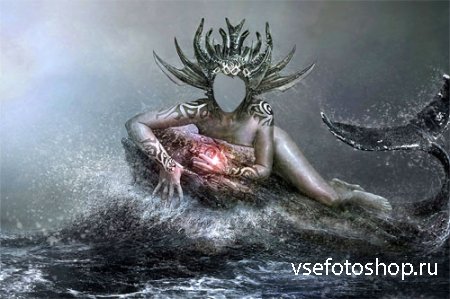 Шаблон для фотошопа - Королева океана на ките
