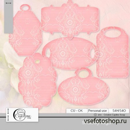 6 Shabby Tags PNG Files