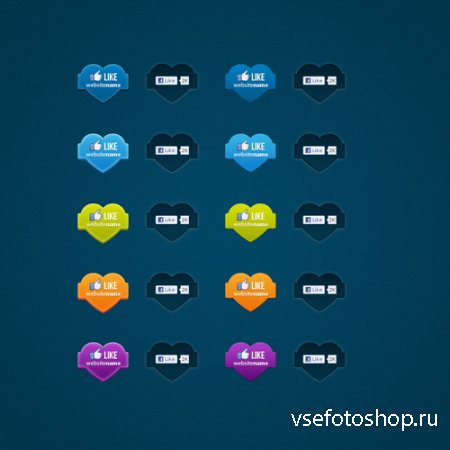 Facebook Like Button Icons Psd Material