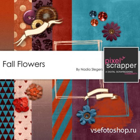 Scrap - Fall Flowers PNG and JPG