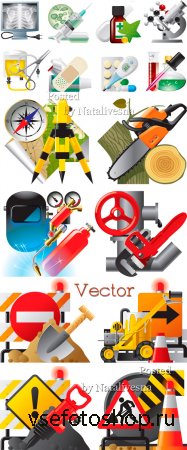 Иконки в Векторе – Стройка, дорожные знаки и медицина