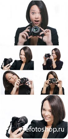    / Girl with camera - Stock Photo