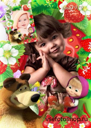 Детская рамка для фотошопа с Машей и Медведем - Сварим мы варенье