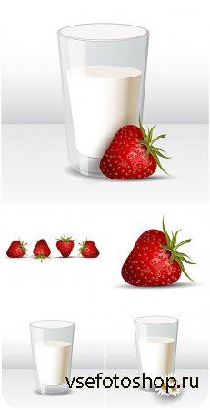      / Milk and strawberry vector