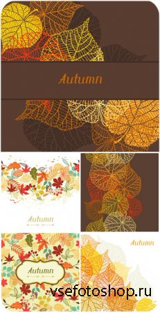 Осенние векторные фоны с золотистыми листьями / Autumn vector background wi ...