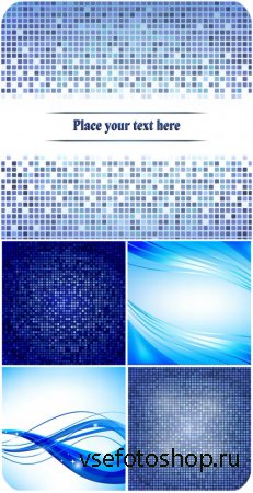        / Blue vector background with lines and squares