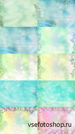 Set of Floral Spring Texture with Bubbles