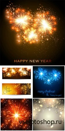  ,   / Christmas vector, New Year firew ...