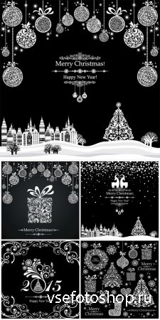 Christmas vector in black and white