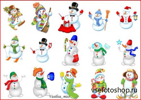 Клипарт снеговики - Подборка весёлых, ярких, забавных снеговиков