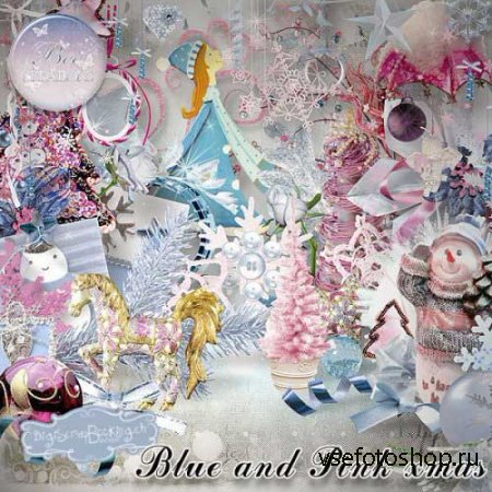 Рождественский скрап-набор - Blue And Pink Xmas