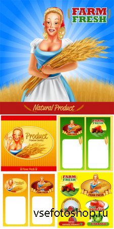 Farming, labels and backgrounds vector