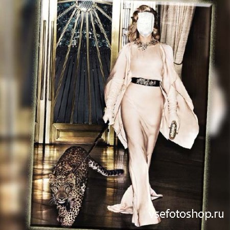 Шаблон для Photoshop - В платье с леопардом