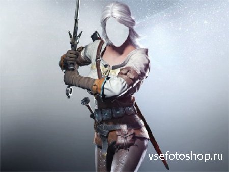 Шаблон для Photoshop - Девушка с оружием