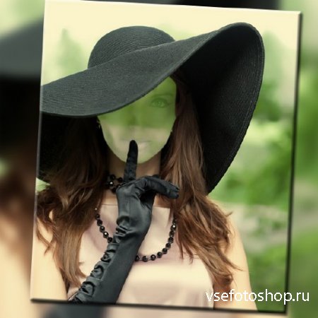 Photoshop шаблон - Дама в шляпе