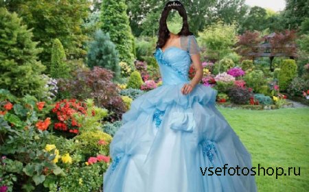 Шаблон для Photoshop - В пышном платье в саду