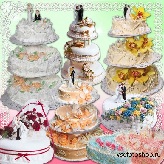 Свадебные торты, растровый клипарт PNG