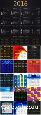 Vector calendar 2016 with dates of holidays